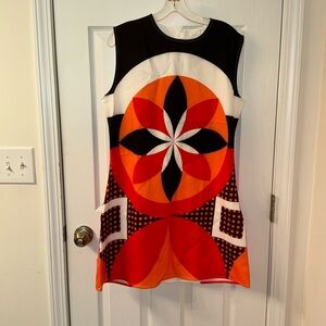 Retro geometric print tank dress